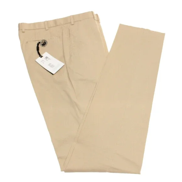 Hiltl NWT Chinos / Casual Pants Size 32 US Dayne In Solid Beige Cotton Blend